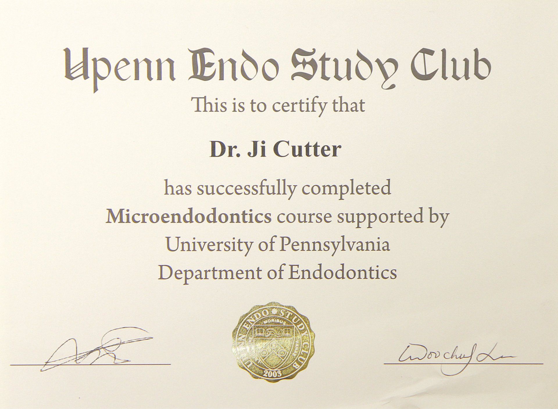 Upenn Endo Study Club Certificate