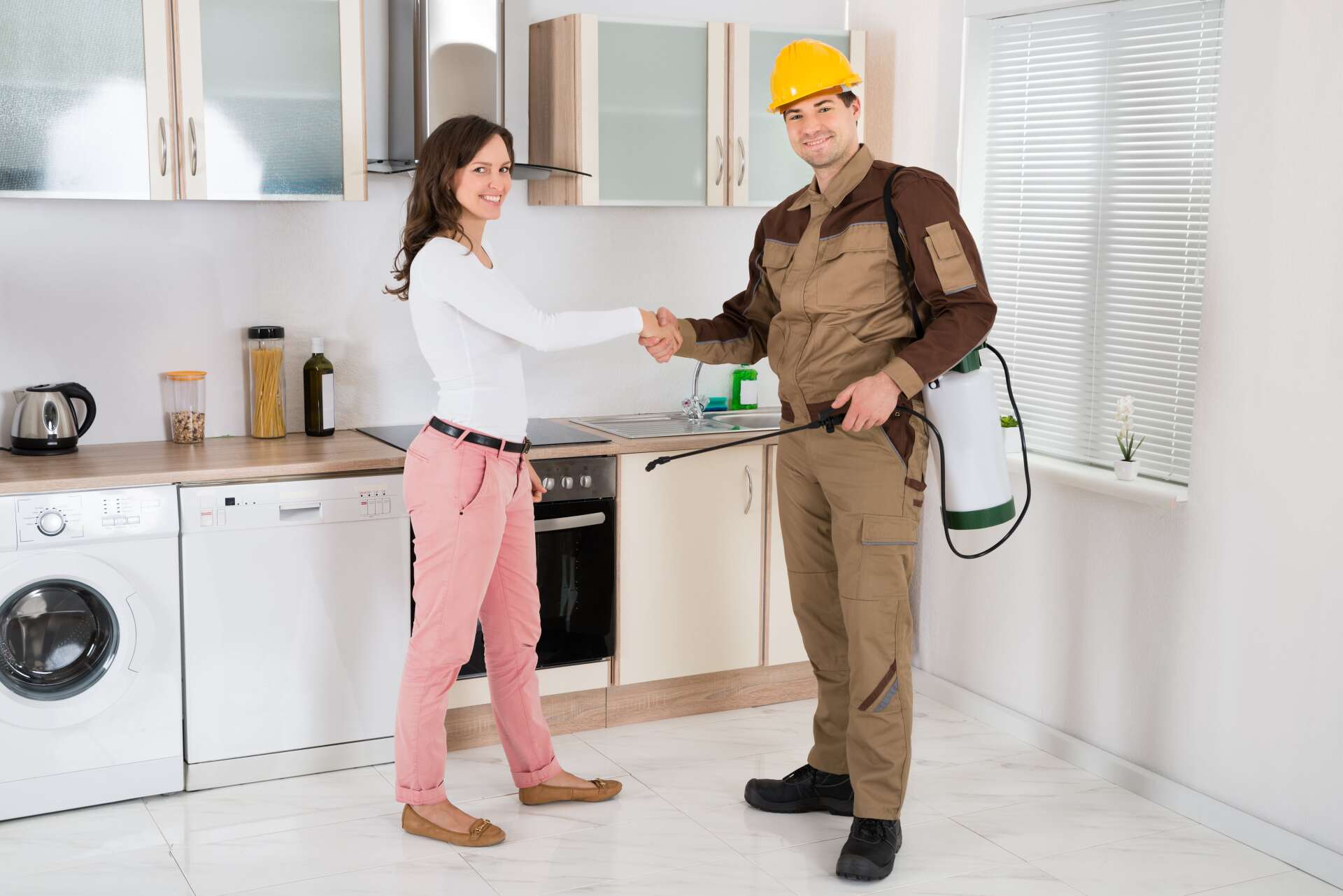 Happy Woman And Young Pest Control Worker - Pest Control in Mudgee NSW