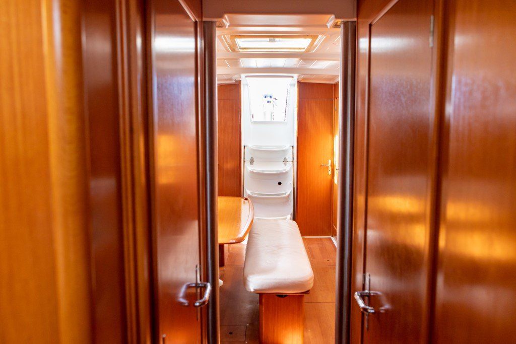 Beneteau Cyclades 43.3 view aft from forepeak cabin