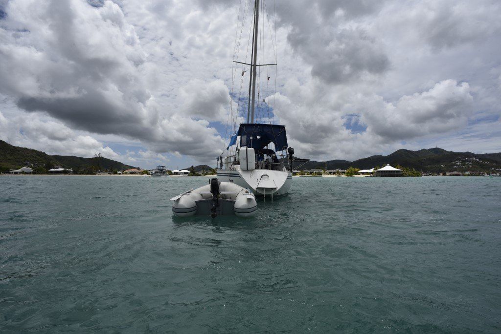 Granada Atlantica 375 at anchor with tender