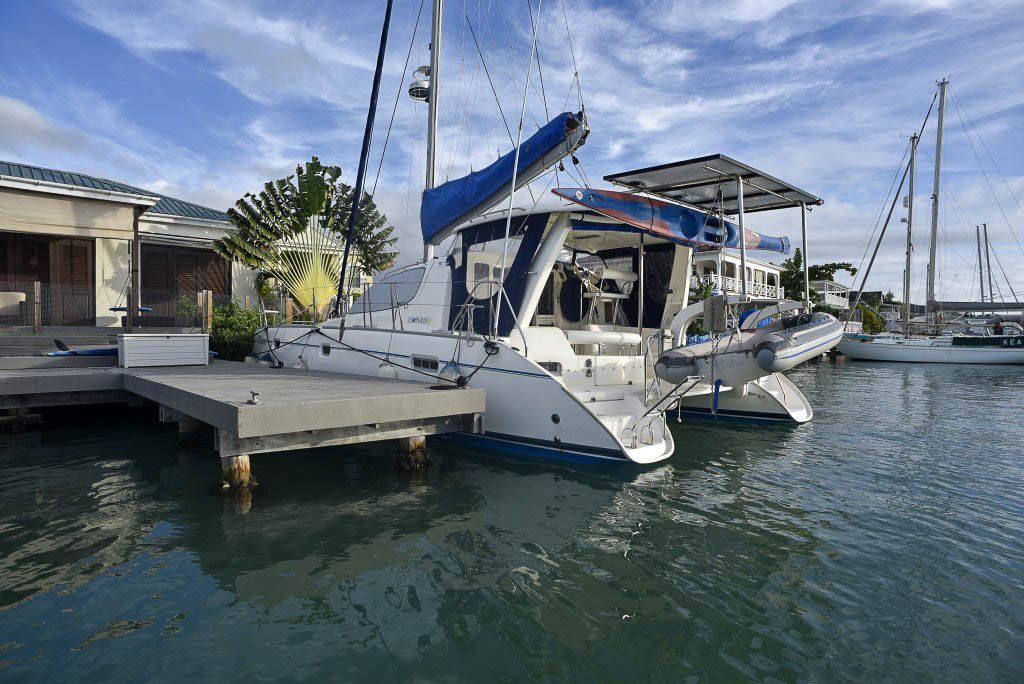 2005 Robertson and Caine Leopard 40 catamaran docked
