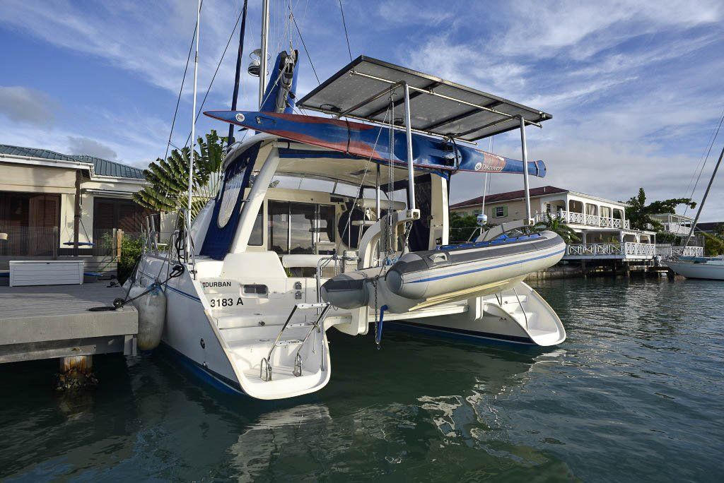 2005 R&C Leopard 40 catamaran dinghy davits