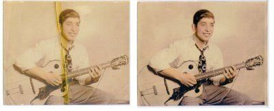 Before and after photo of a man playing guitar — Newark, DE — Foto Doctor