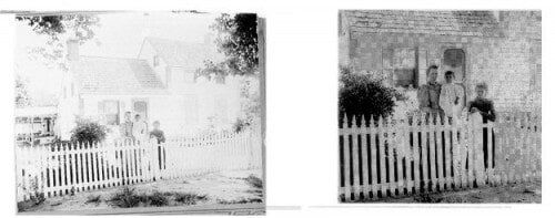 Before and after family picture with fence — Newark, DE — Foto Doctor