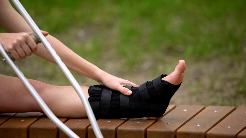 person with brace on