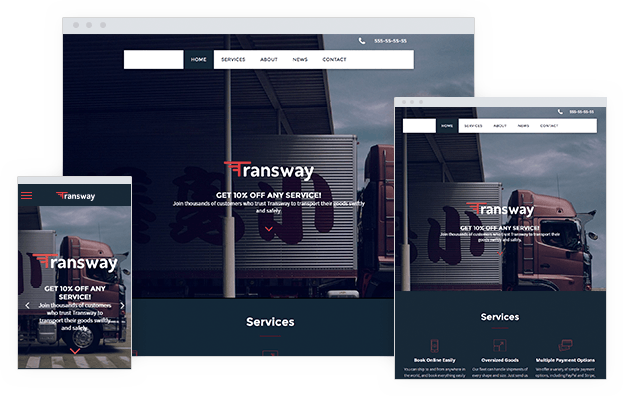 Images of web design on desktop, tablet and mobile phone