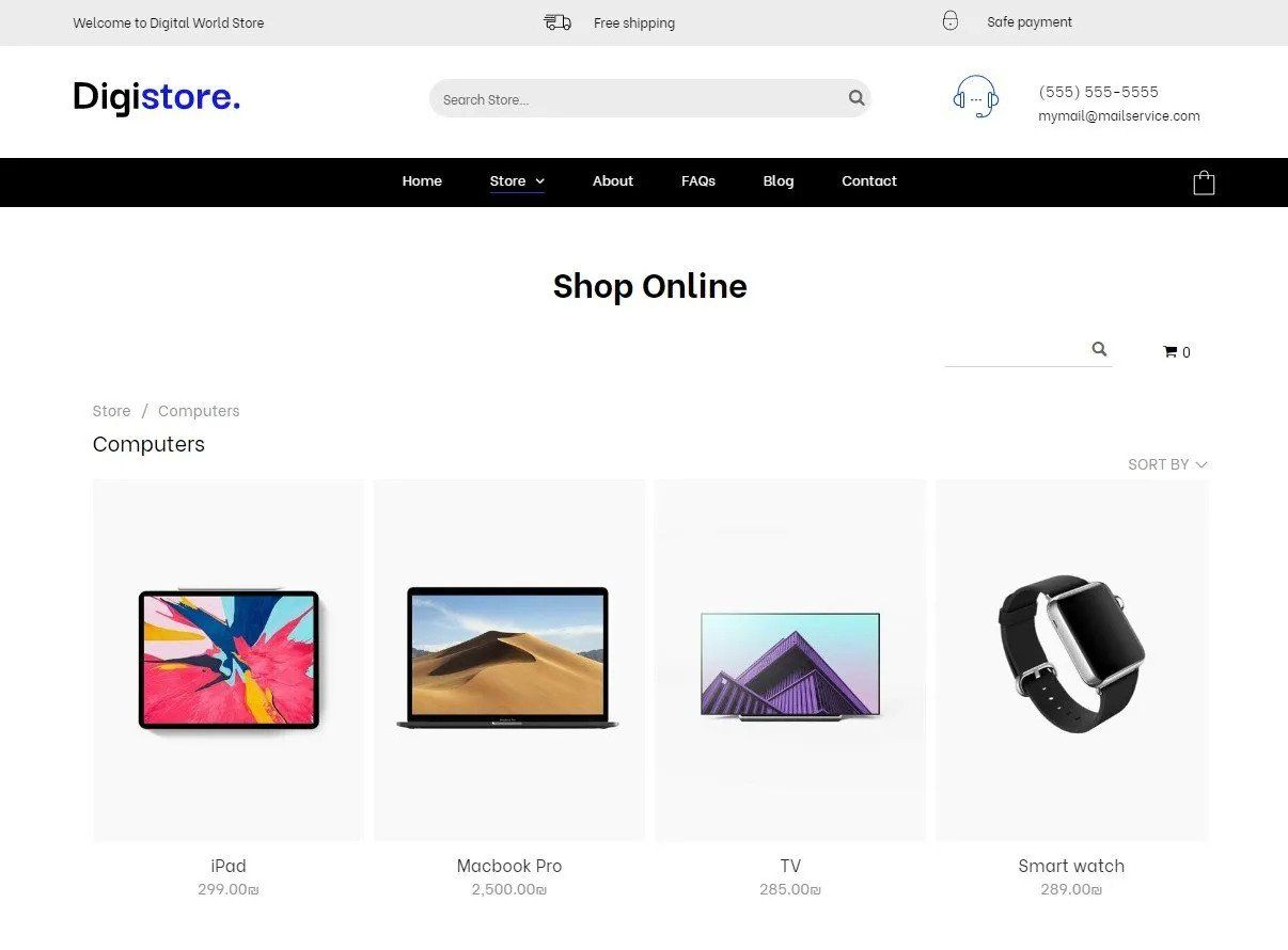 Browser window image showing a web design