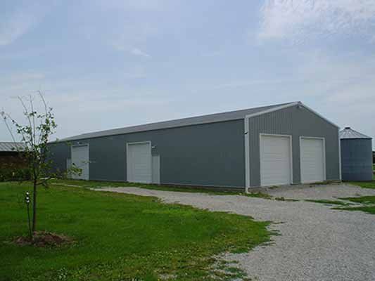 Exterior view of garage building
