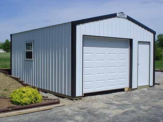 Exterior view of garage building