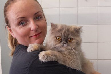 owner with a cute cat