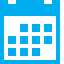 Une icône de calendrier bleu et blanc sur fond blanc.