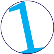 Le chiffre 1 bleu à l'intérieur d'un cercle blanc à contour bleu foncé