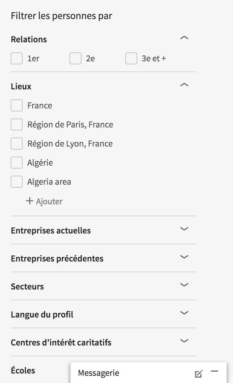 filtre linkedin