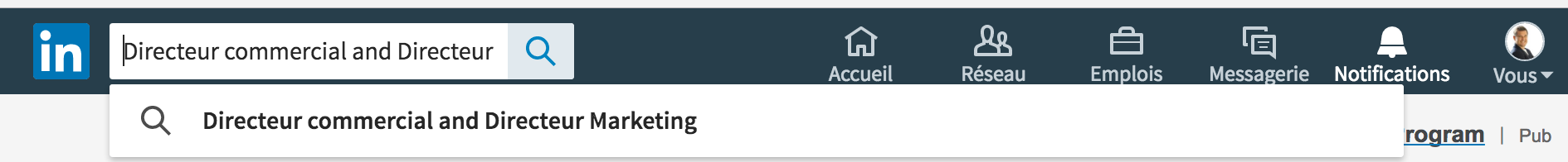 barre de recherche linkedin