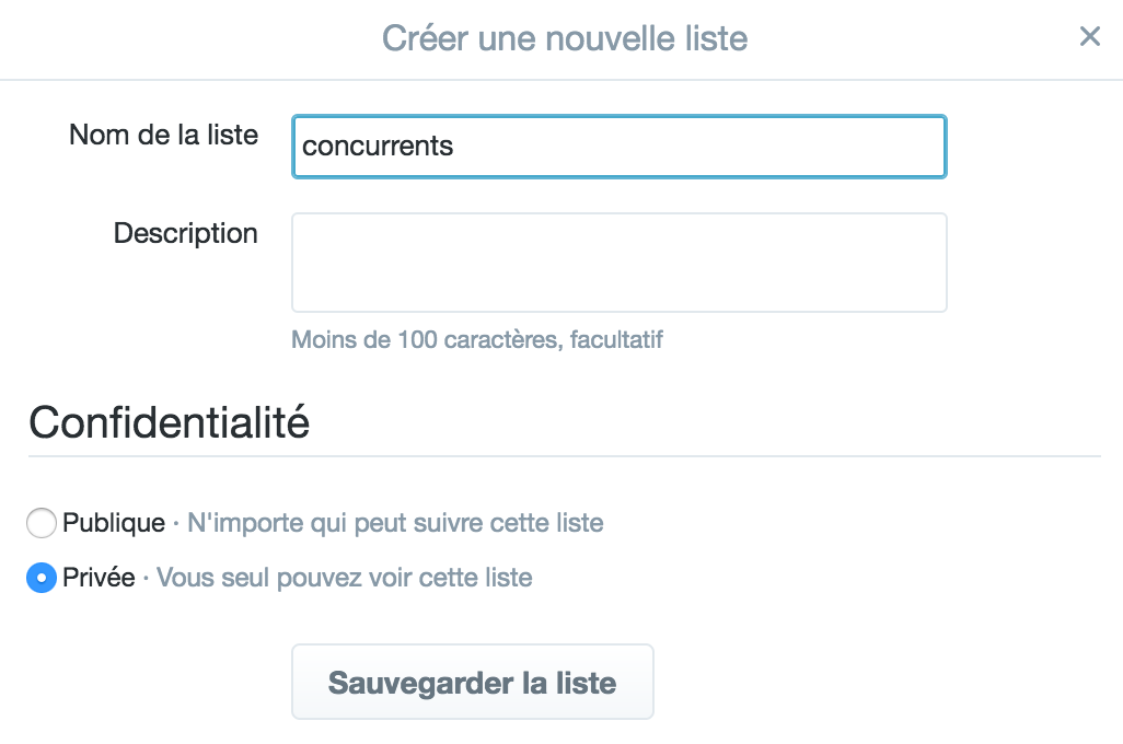 liste privée sur twitter