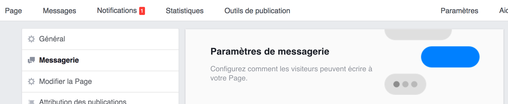 paramètres de messagerie facebook