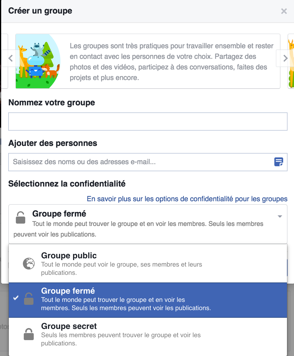 les 3 types de groupe facebook