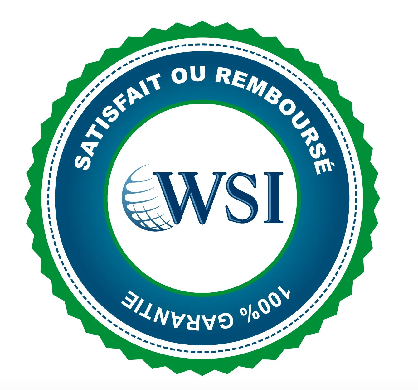 Un logo wsi bleu et vert sur fond blanc