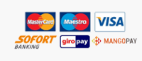 Logos de paiement pour MasterCard, Maestro, Visa, Sofort Banking, giropay et MangoPay