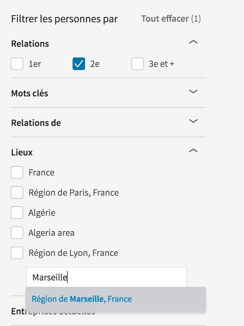 trier resultat de recherche linkedin