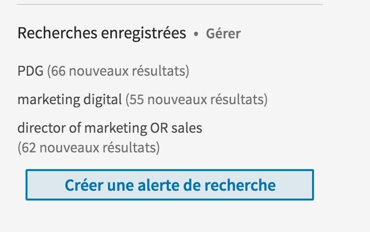 alerte de recherche linkedin