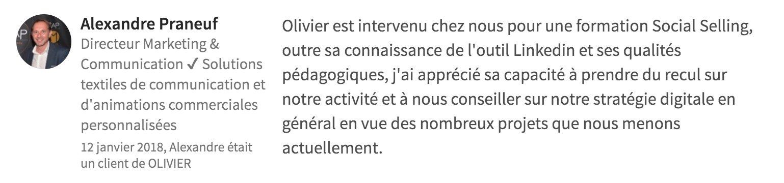 Capture d'écran d'une publication sur un réseau social français avec une photo de profil et du texte sur fond blanc