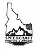 A black and white logo for speedcraft printing and awards