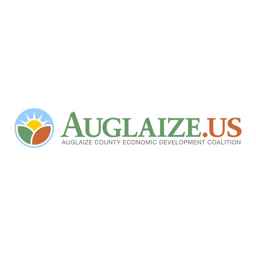 Logo for Auglaize County Economic Development Coalition, text on the right and an emblem on the left.