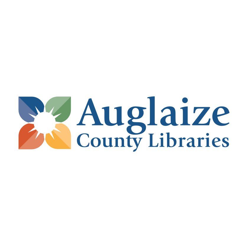 Auglaize County Libraries logo: colorful flower symbol and text.