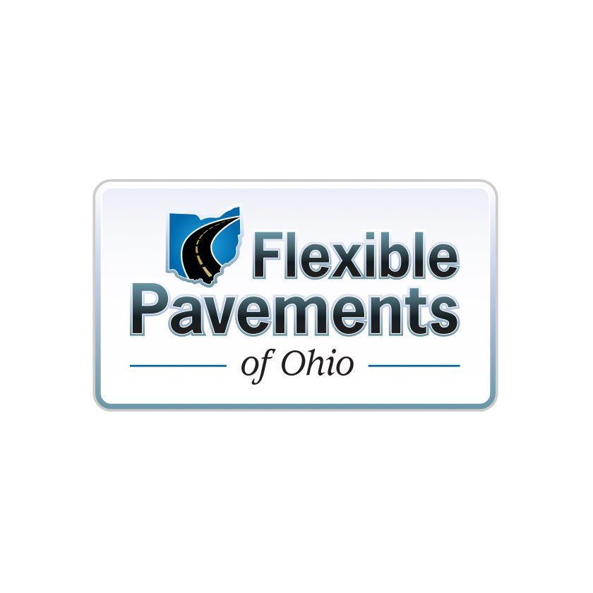 Logo for Flexible Pavements of Ohio, featuring Ohio outline with road and text
