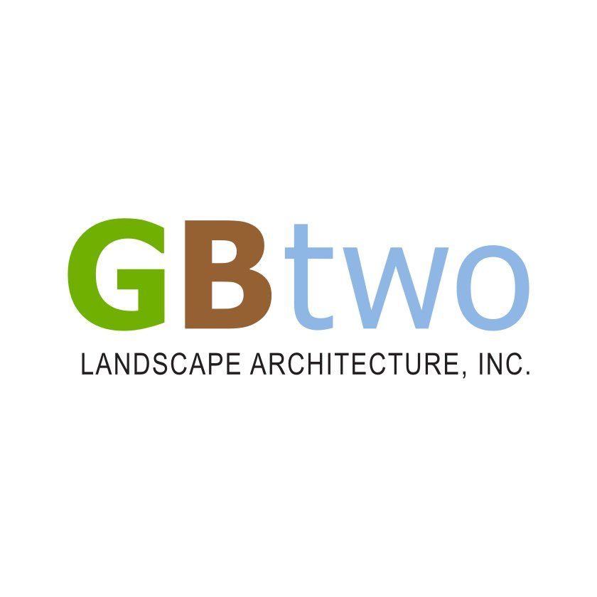 Logo for GBtwo Landscape Architecture, Inc. features green
