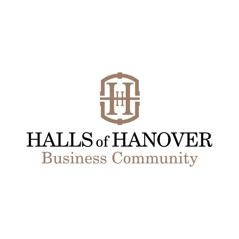 Logo for Halls of Hanover Business Community: stylized