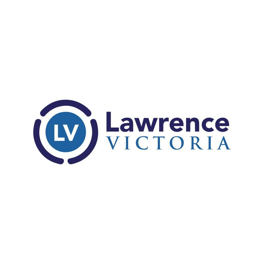 Logo for Lawrence Victoria: a blue circle with