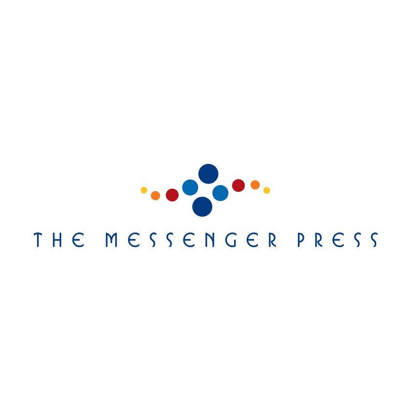 Logo: The Messenger Press. Abstract blue, red, and yellow dots above blue text on a white background.