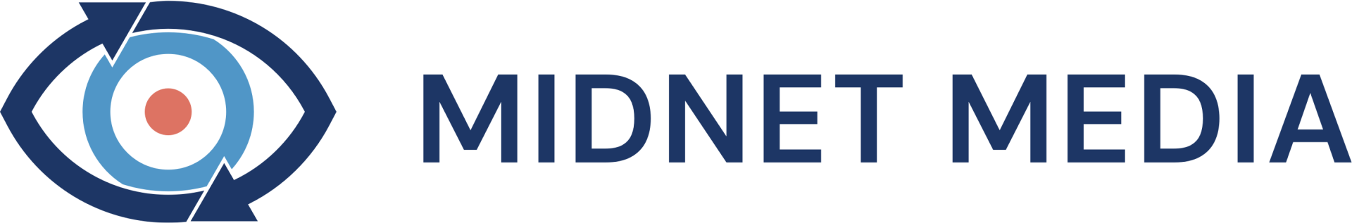 Logo of Midnet Media with an eye symbol.