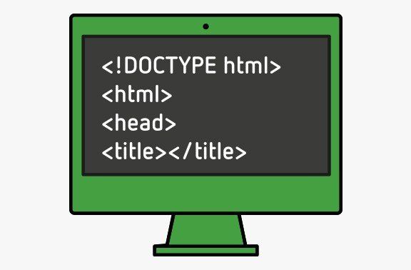 green computer with html code on the screen