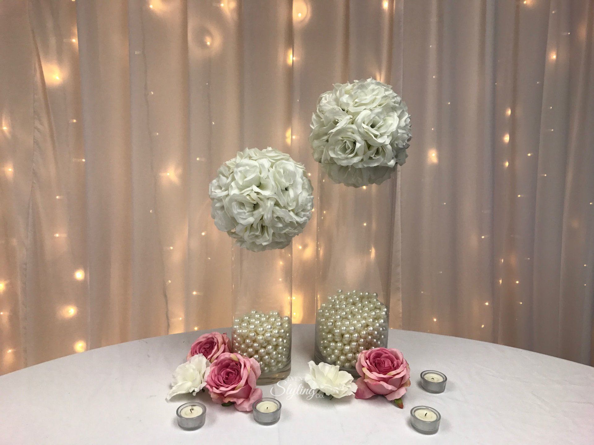 Tall Crystal & roseball Cylinder 42cm $25 incl gst