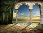 Backdrop Roman  Centre  3m x 2.3m $60 Incl frame & gst