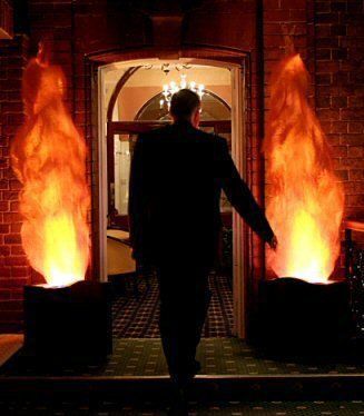 Individual walking through to a themed event