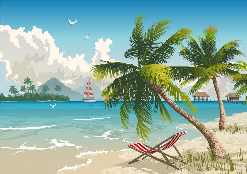 Backdrop Luau Beach  3m x 2.3m $60 Incl frame & gst