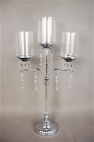 Candelabra Silver and glass 3 tier $10 incl gst