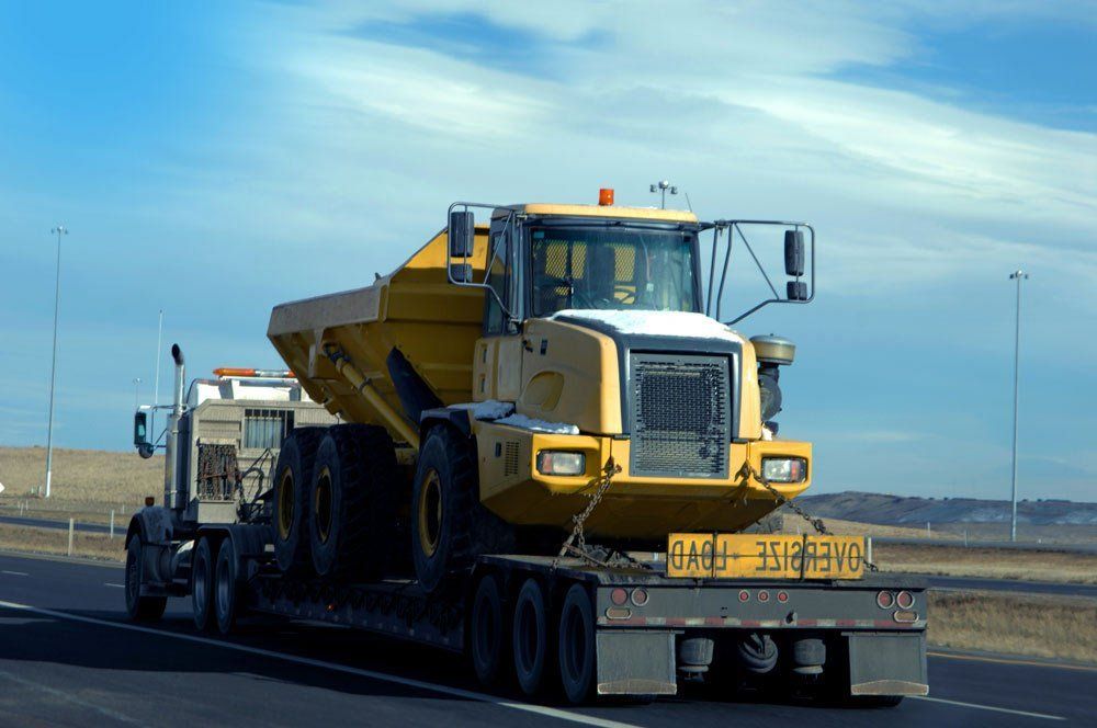 tractor on a trailer