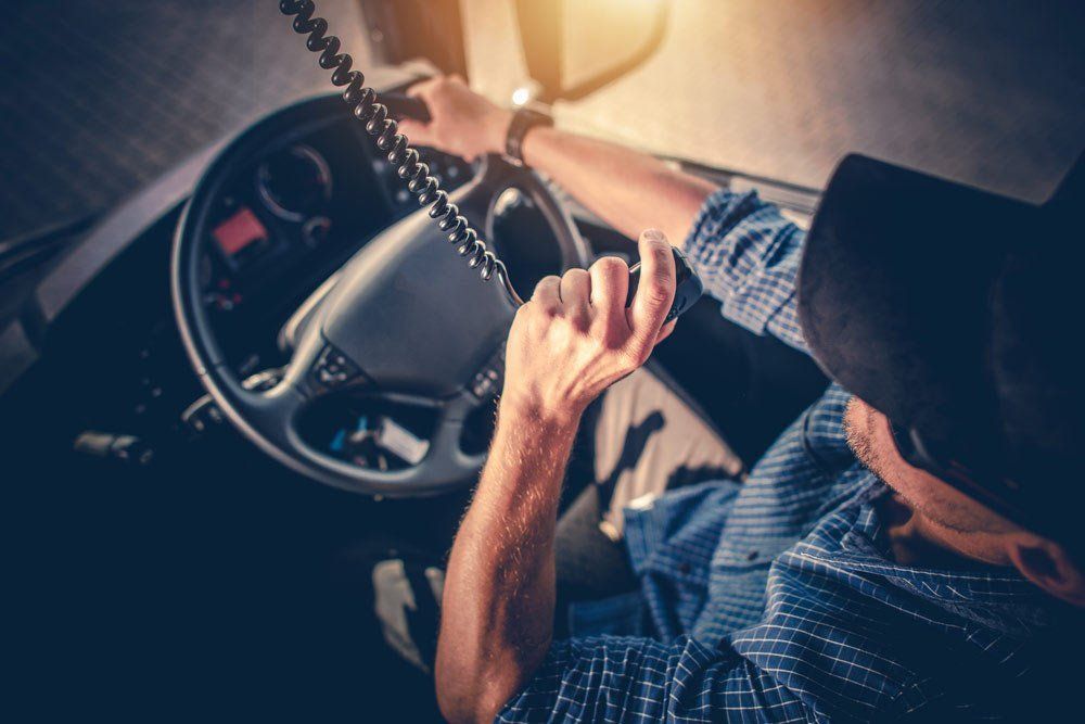 speaking on cb radio at sunset