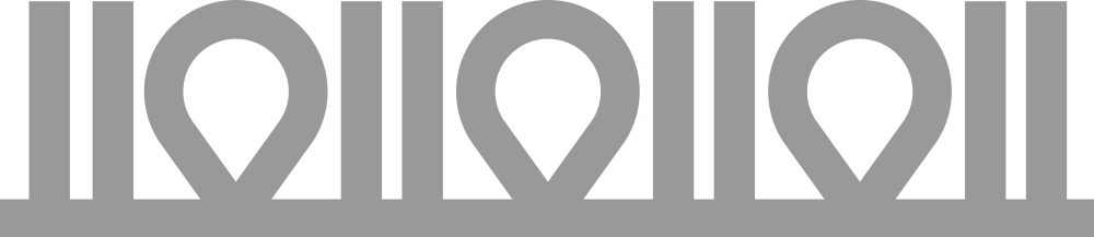 Gray geometric logo repeating across a white background.
