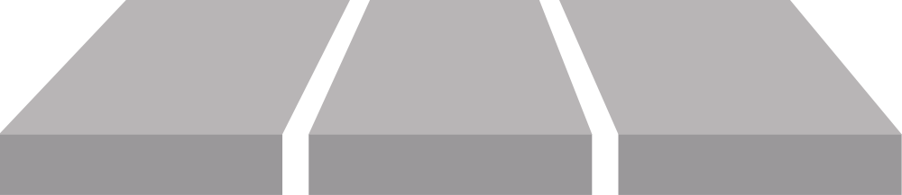 Gray and white striped awning top view