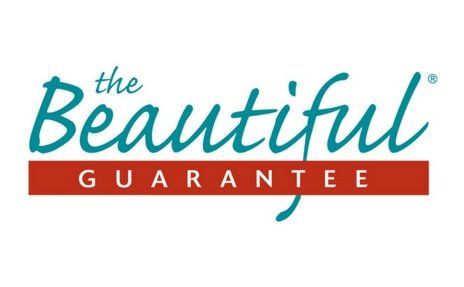 The Beautiful Guarantee logo in teal and red text
