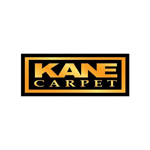 Kane Carpet logo in black and gold text on a rectangular black background