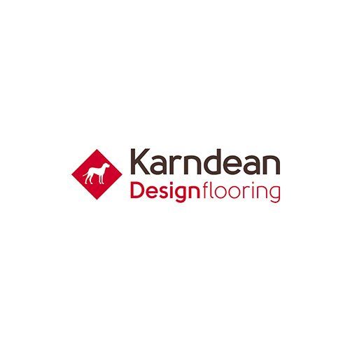 Karndean Designflooring logo with red diamond icon and black-red text on white background