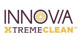 INNOVA XtremeClean logo in purple and gold with a sunburst inside the O
