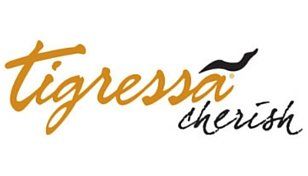 Tigressa Cherish logo in orange and black script with a small black flourish